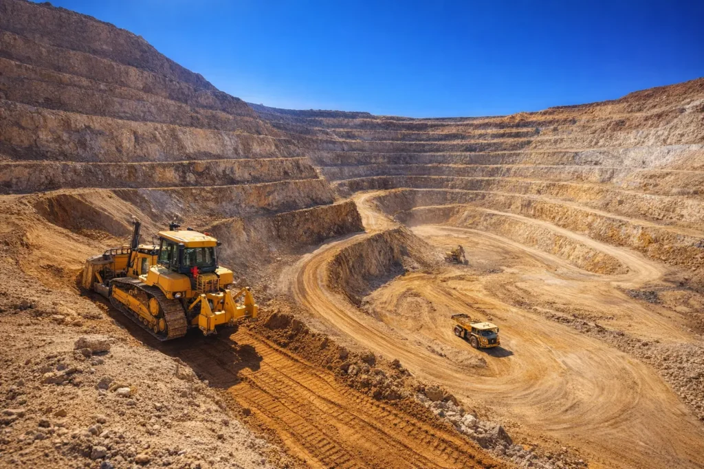 large machinery in a dirt landscape